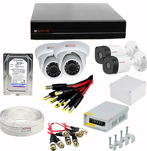 CP PLUS 4 CAMERA PACKAGE 2.4 MP DAY COLOUR + NIGHT BLACK AND WHITE VISION 