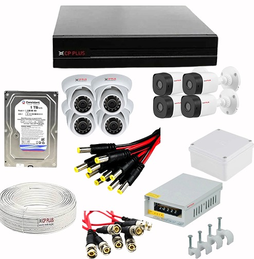 CP PLUS 8 CAMERA PACKAGE 2.4 MP FULL COLOUR + MIC CAMERA 
